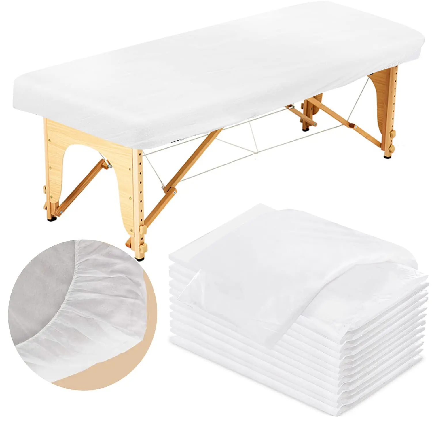 SJ Disposable SMS 3 Layers 90x200cm Waterproof High Quality Beauty Spa Elastic Band Medical Bed Covers