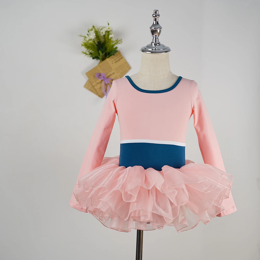 Hot sales popular fashionable wholesale long sleeves modern dance gymnastic color splicing leotards