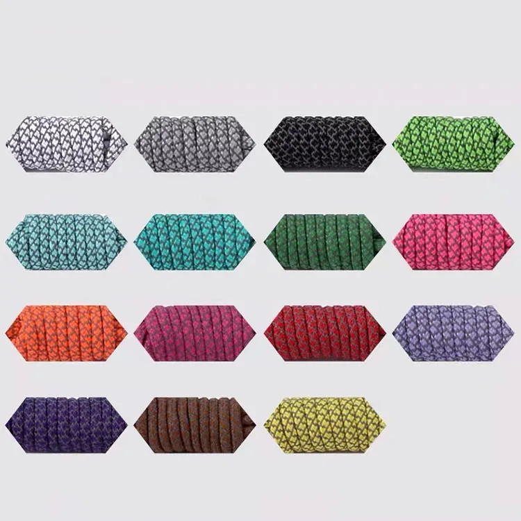 Customized Laces Ends Black Polyester Reflective Rope Shoelaces For Yeezy 350