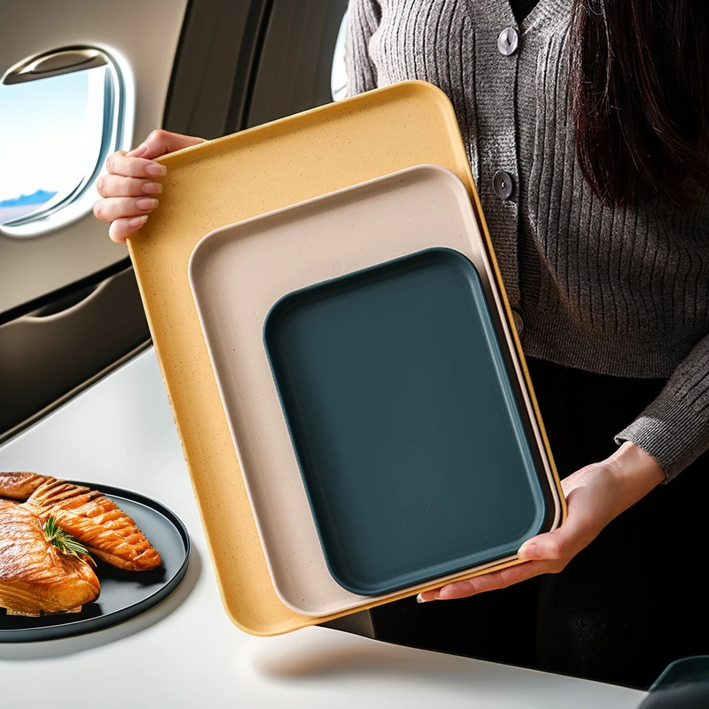 Airline Anti-skid Meal Tray,Plastic Anti-skid Tray with silicone pads serving trays for restaurant