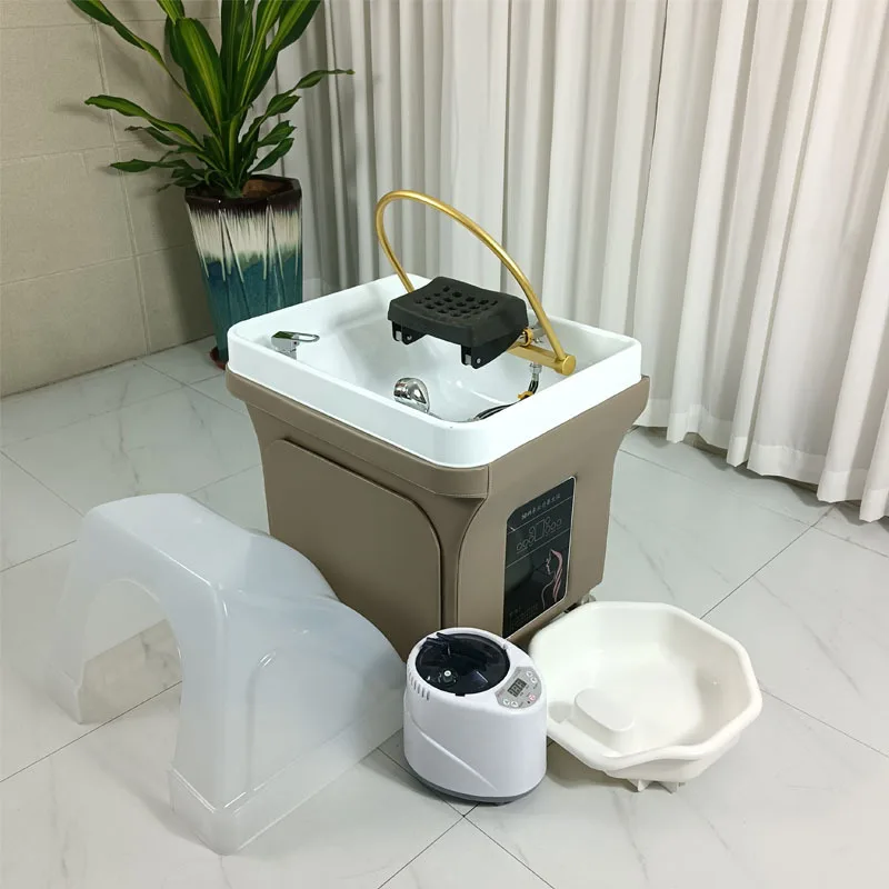 Hair Salon Portable Head Spa Sink Massage Leather Chair Equipment 60L Water Tank Shampoo Spa Bed Washing With Water Circulation