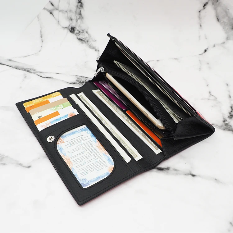 custom stone patent PU leather long wallet women purse clutch bag for ladies