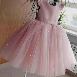 Длинное платье для маленьких девочек со шлейфом, белые красивые платья с цветами для девочек