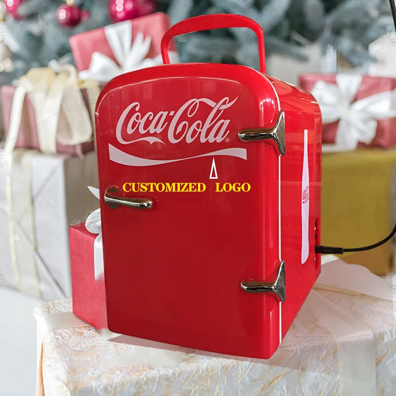 2024 Christmas Gifts Portable Beauty Fridge Retro Mini Refrigerator 12V Custom Logo For Skincare Cosmetics Mini Refrigerator Red