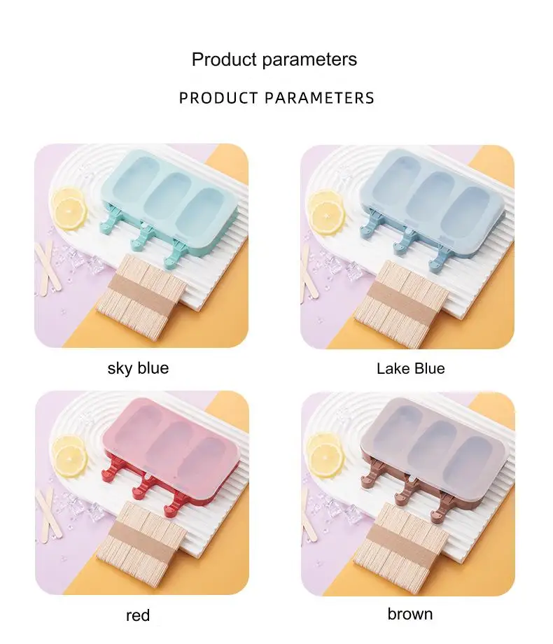 Homemade Oval Ice Cream Popsicle Mold Diy New Style With Lid 3 Silicone Ice Cream Mold