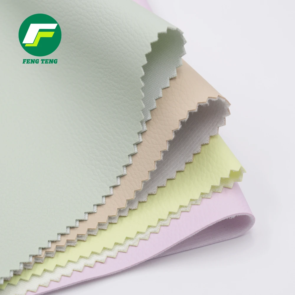 Factory Hot Selling Luxury Print Logo Embossed Grain Beautiful Color Pvc Leather Car Free Sample Fabric Leather