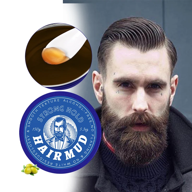 OEM custom organic men hair wax glossy texture private label vitamins strong hold wave pomade for men