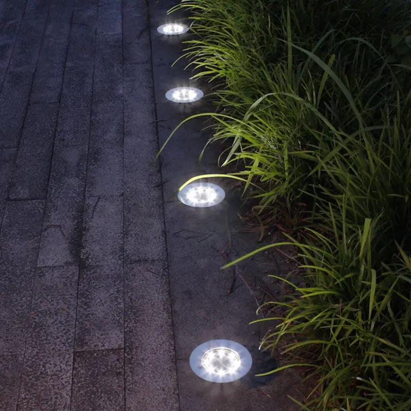 Solar Powered Ground Light Waterproof Garden Pathway Deck Lights With 8 LED Lamp for Home Yard Driveway Lawn Road