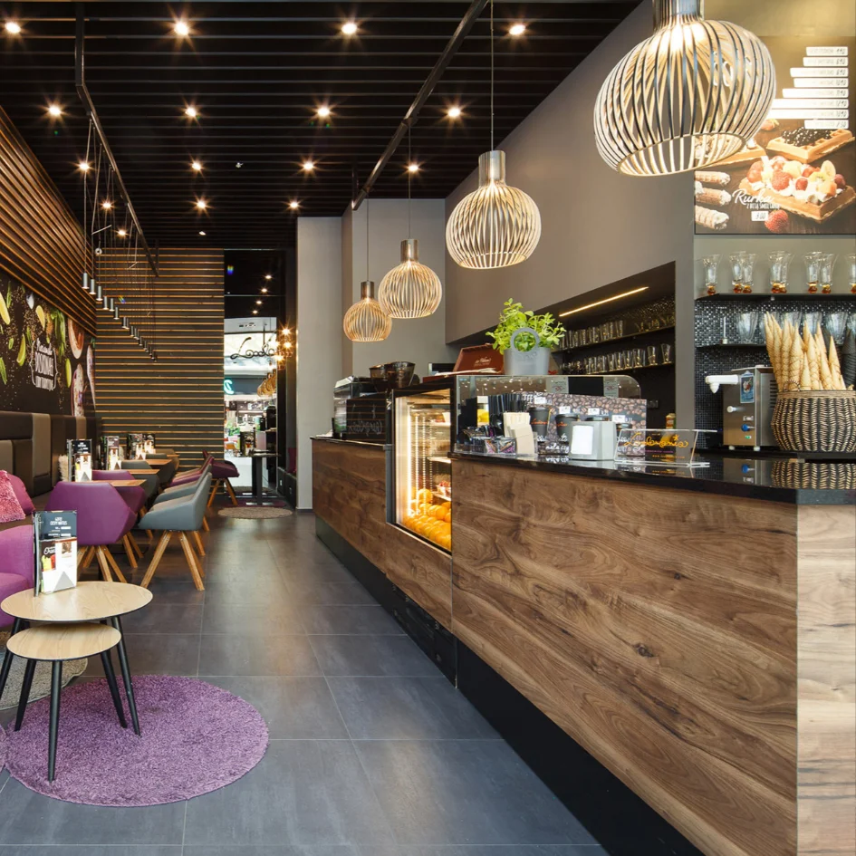 CIRI Wooden Sweets Cafe Shop Furniture Glass Bakery Shop Display Showcase Design Marble Coffee Shop Bar Counter For Sale