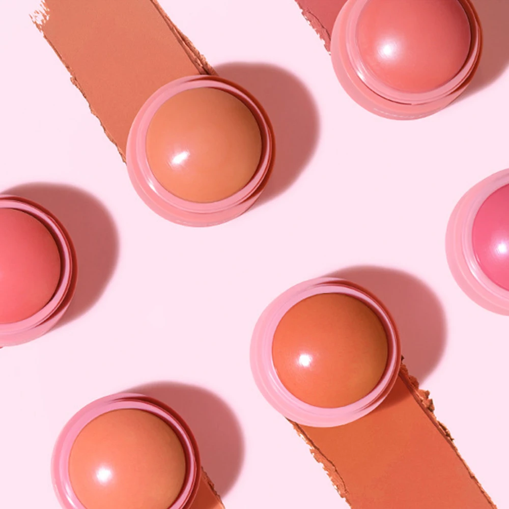 6 Shades Single Color Cream Blush Ball Shape Easy To Apply Pigment Multi-Use Shimmer Finish For Cheek Makeup Blusher