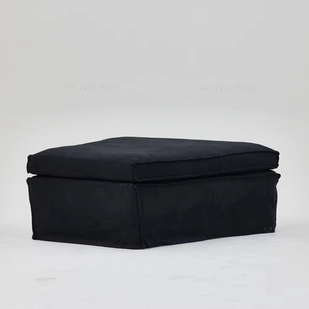 Modern minimalist living room furniture set single black sofa comfortable modular sofa 100% linen fabric