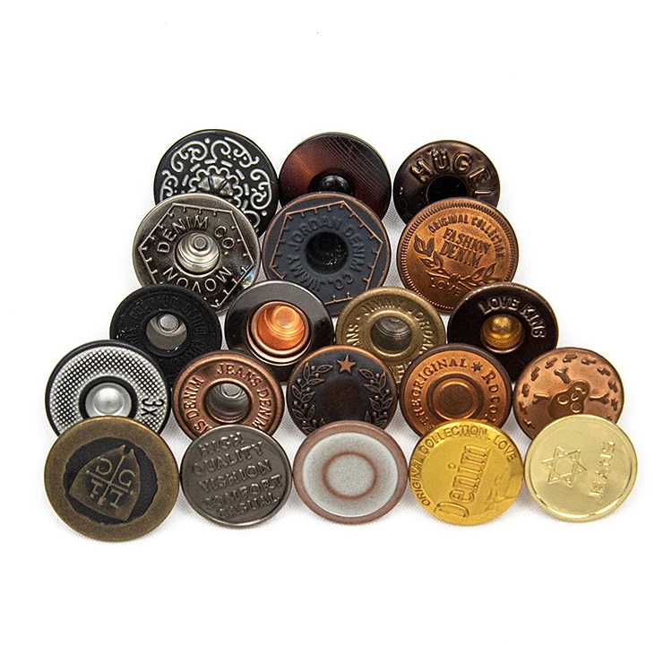 High quality Iron metal brass tack jacket mens clothes brand logo jean denim buttons and rivets custom buttons for denim jeans