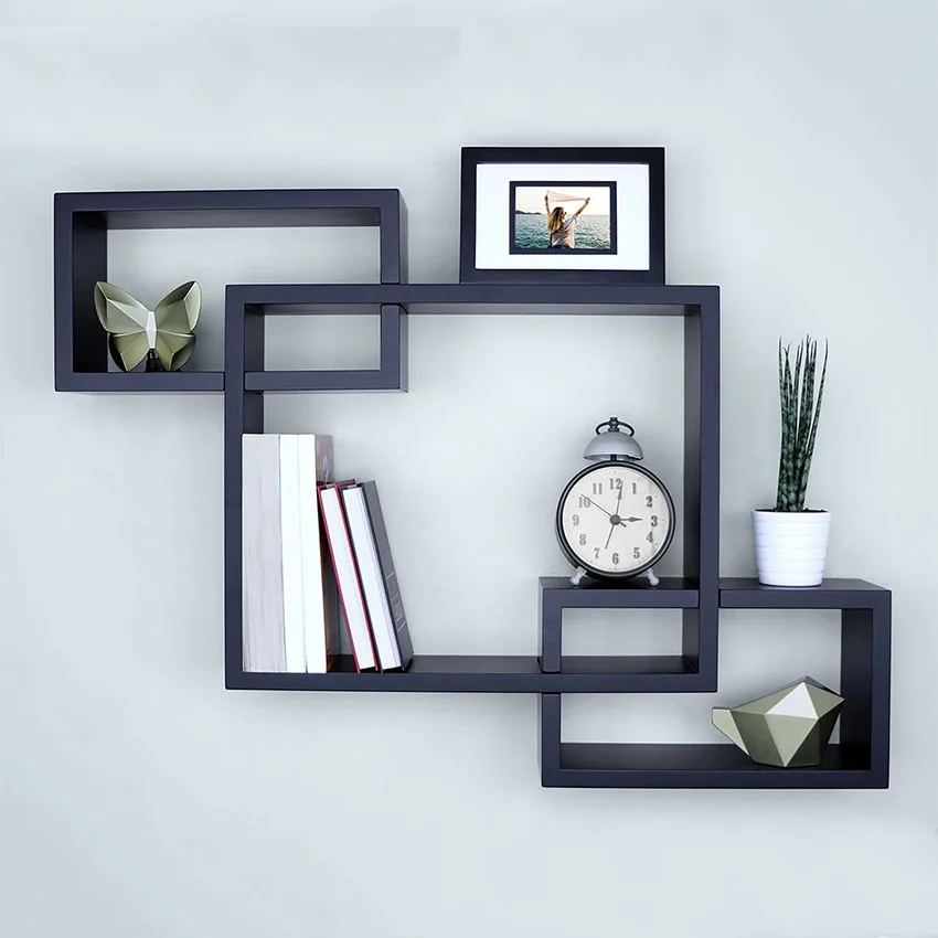 Large Cube Floating Wood Shelf Decoration Beautiful Wall Mounted Custom Wooden Shelf Display Rack