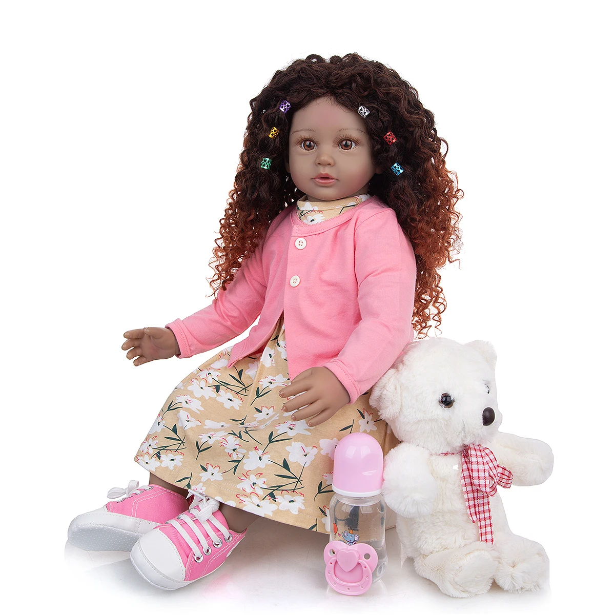 Black Skin As Africa Todder Reborn Baby Dolls 60 CM Cloth Body Newborn Bebe Toys Doll Gift for Kids Birthday