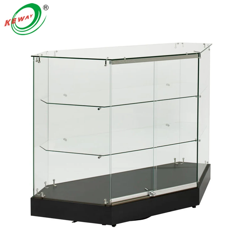 Custom High Quality Frameless Full Vision Product Display Glass showcase Counter