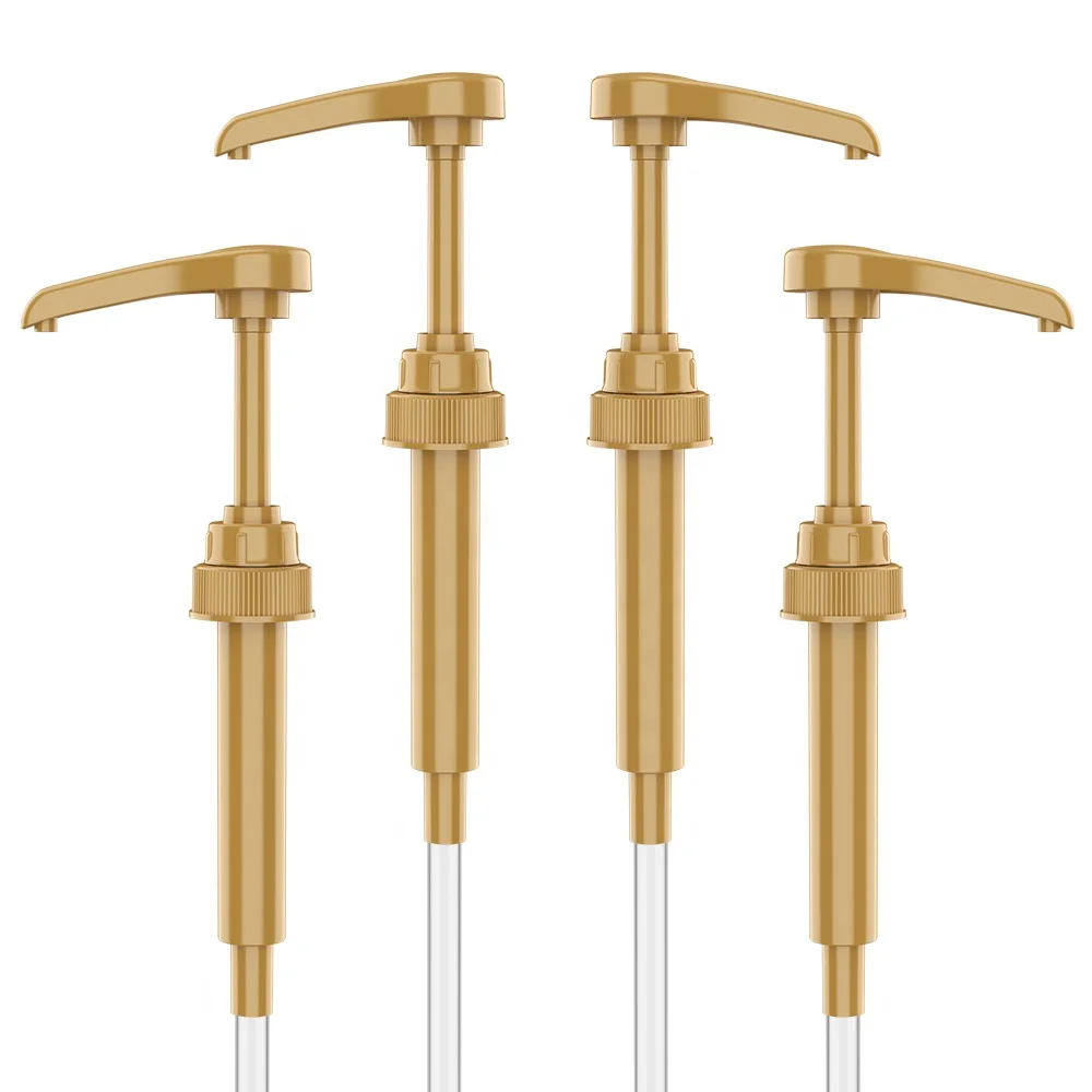4 Pack Coffee Syrup Pump Dispenser Gold Torani Syrup Pump Top Coffee Bar Kitchen Tools Fits 25.4 Oz/750 ml Torani and Davinci