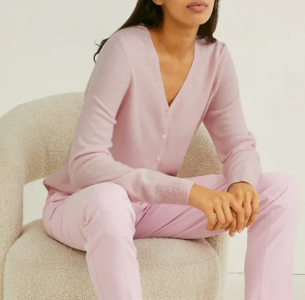 Customize OEM ODM V neck cardigan pure cashmere women cashmere sweater top wool cashmere pullover