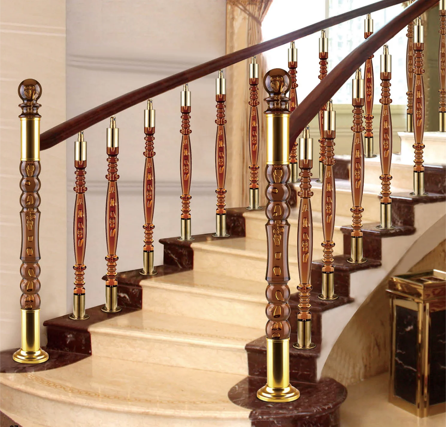 Factory customized crystal acrylic column stair balcony handrail engineering mall guardrail