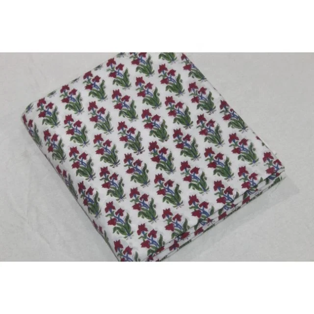 Wholesale Hand Block Printed Indian 100% Pure Cotton Designer clothing Sanganeri Running Fabric