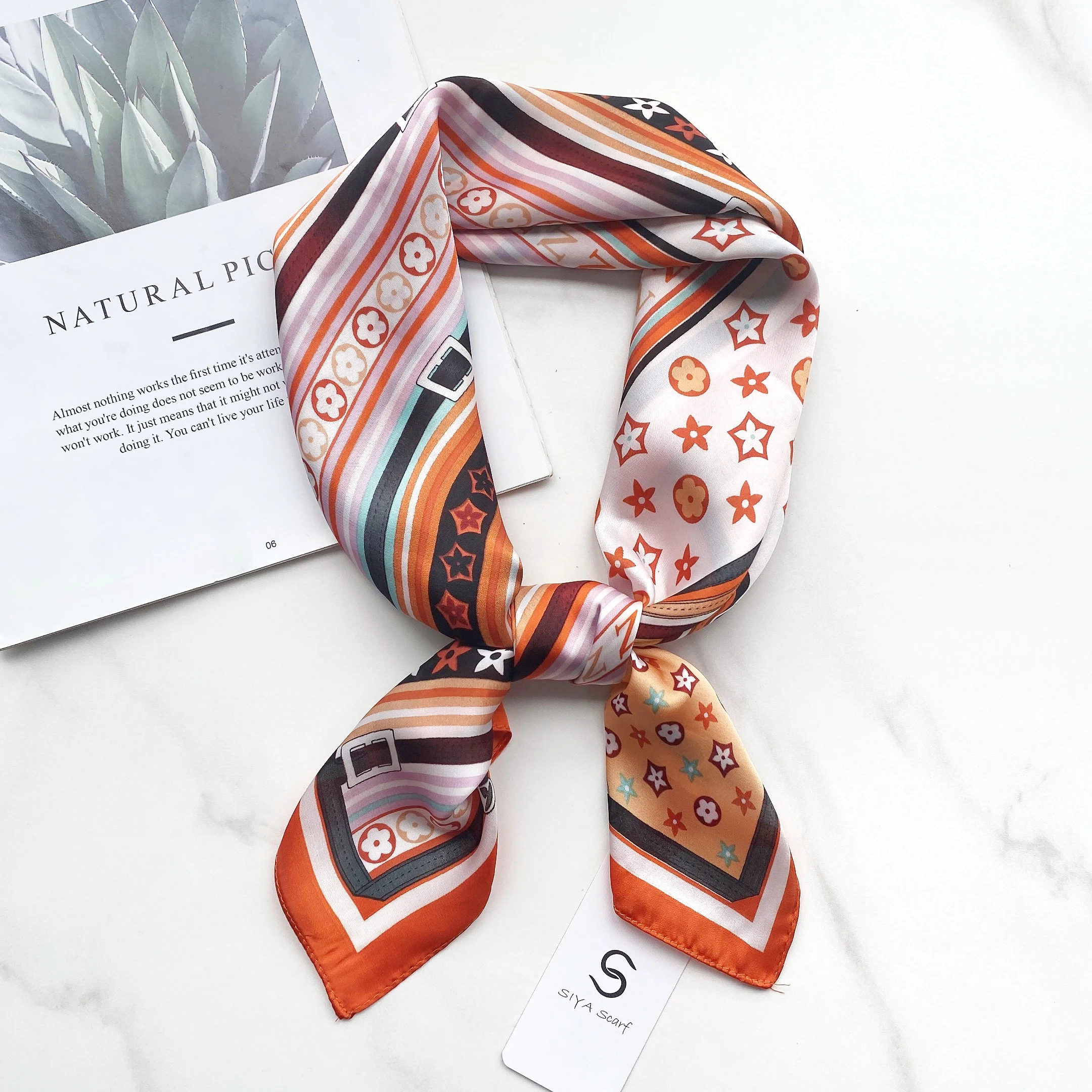 2023 Wholesale Women Scarf Wrap Handkerchief Bandanas Soft foulard hijab Satin 70*70cm Silk Square Scarf For Women