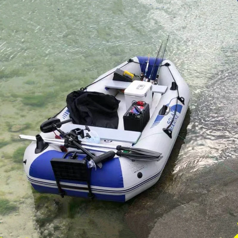 2.3M 3 Person Inflatable Fishing Boat 7.5ft Rowing Kayak Canoe Air Floor With Free Accessories Dinghy