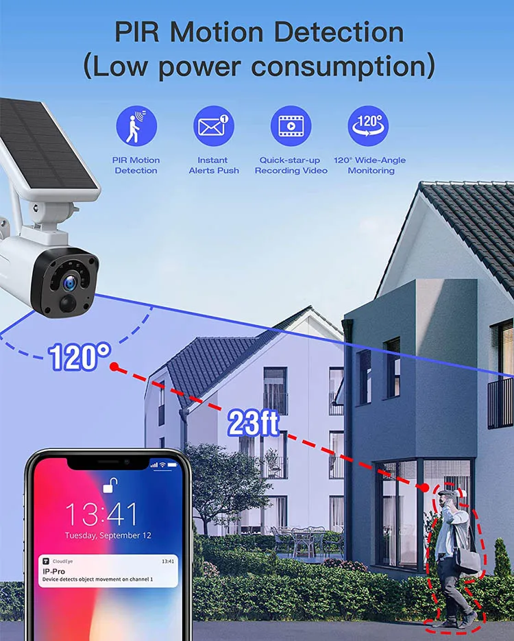 10chs IP-pro 3.0Megapixel Wifi  NVR with 12 inch Monitor  Solar Battery Backup Surveillance WIFI Camera