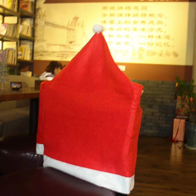 2022 hot sale christmas decorations non woven christmas hat chair cover christmas daily necessities