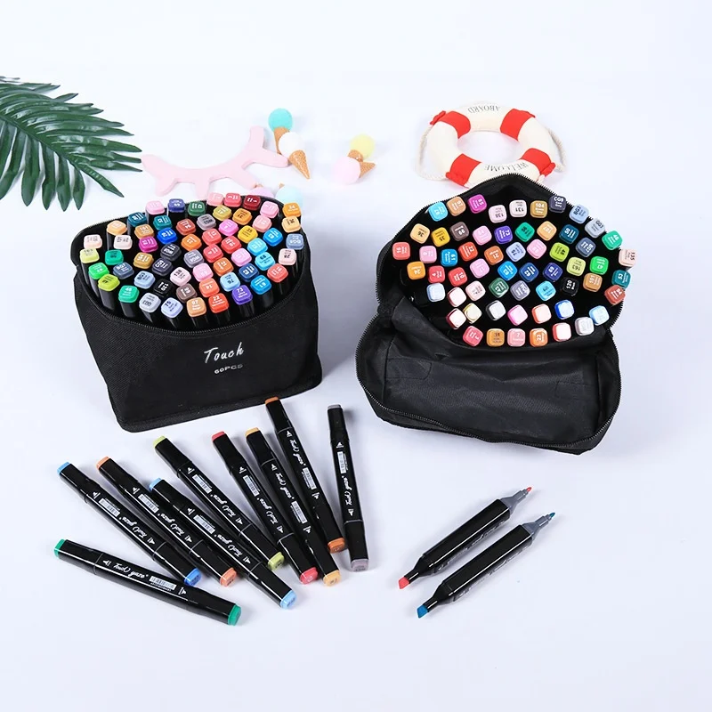 24/30/40/60/80/168 Colors Markers Manga Sketching Markers 168 Dual Brush Pen Alcohol Felt Art School Supplies Drawing Set