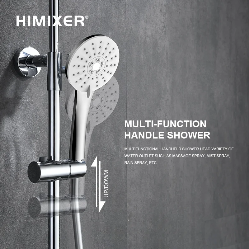 HIMIXER hot sell chrome thermostatic faucet shower mixer faucet double handle  brass bathroom rainfall bath & shower faucet set