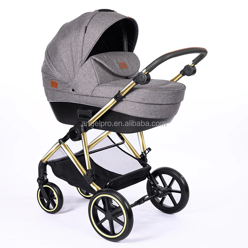 China Factory price big baby carriage black white gold silver color fabric customization best price 3 in 1 baby stroller