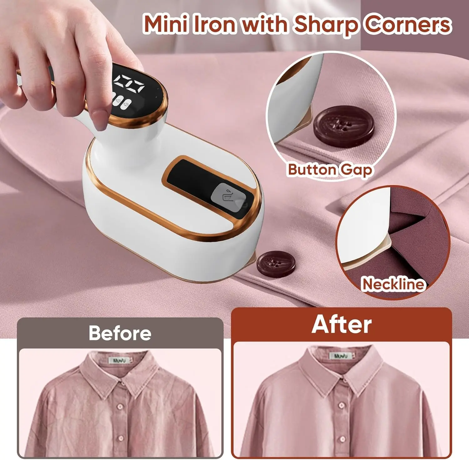 Travel Steamer Iron for Clothes - 1200W Handheld Size Portable Travel Steamer, 5 Steam Levels Clothes Steamer with LCD Screen