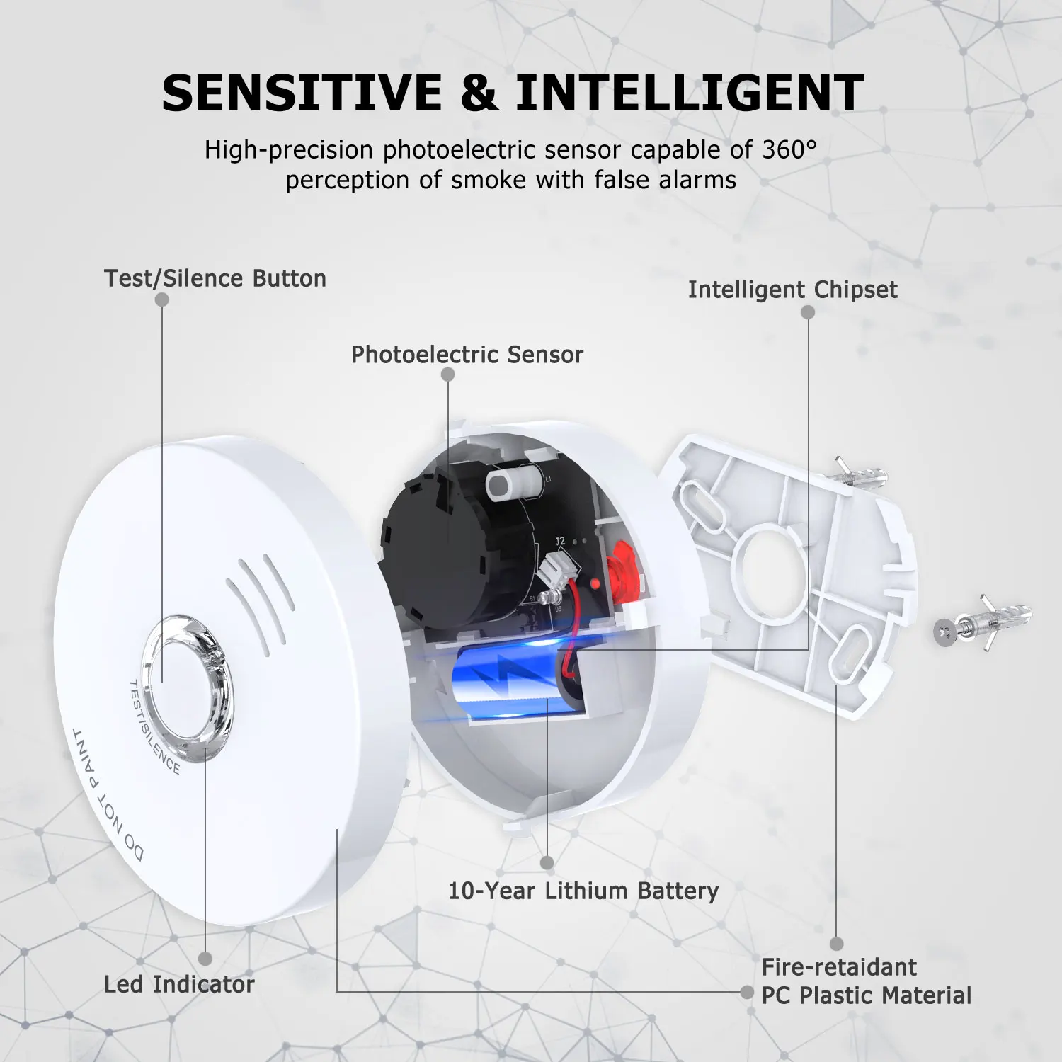 NF Manufacture UL NF VDS LPCB BOSEC ACTIVFIRE approved 10 Years Lithium Battery radio frequency fire alarm GS508