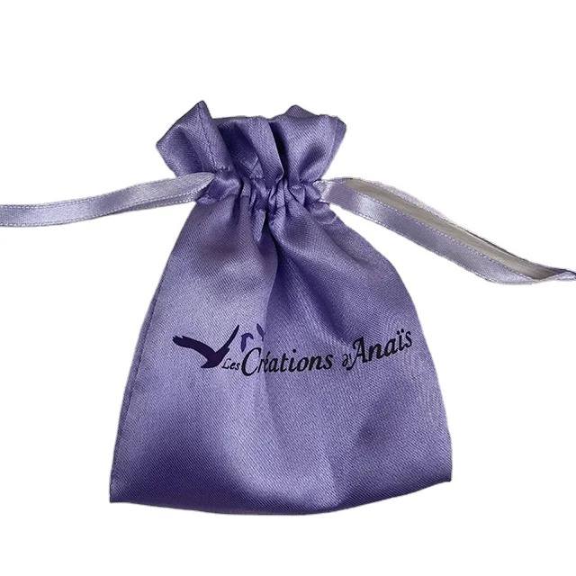 mauve satin Wholesale Customized Small Dust Silk Satin Bag Hair Wig Extension Black Drawstring Satin Pouch with Logo