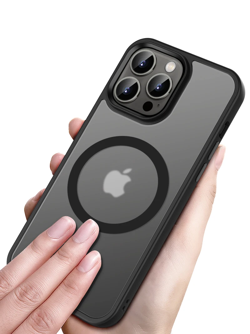 New frosted Metal Case Phone Protective Cover Edge Magnetic Adsorption Cover Cell Phone Case For Iphone 13 14 Pro Max Case