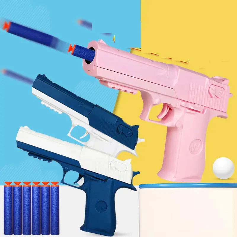 Children Toy Guns Desert Eagle Pistol Manual Handgun Toy Foam Shooting Model Launcher For Boys Girls Outdoor Games