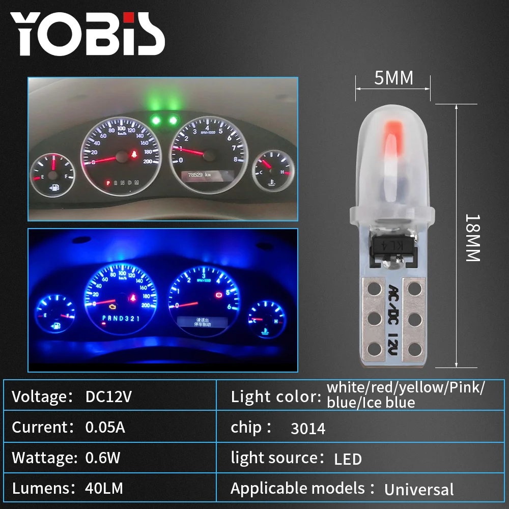 YoBis hot selling auto emergency strobe lights bombillo tablero t5 car led light