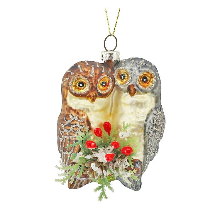 New Design Festival Ornament Glass Craft Animal Hanging Decoration Owl Figurines Christmas Ornaments