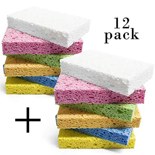 
100% Natural Colorful Cellulose Kitchen Scrub Multi-use Dishwashing Sponge 
