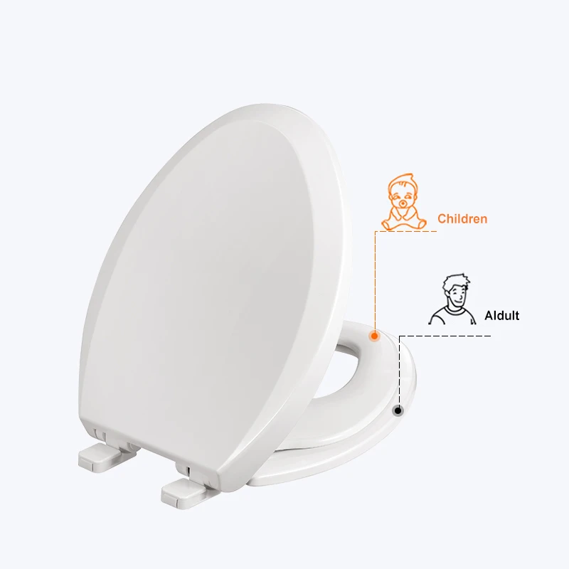 Hot Sell Never Loosen Plastic White Oval Slowly Close Adult Kids WC Toilet Seat Cover for Bathroom