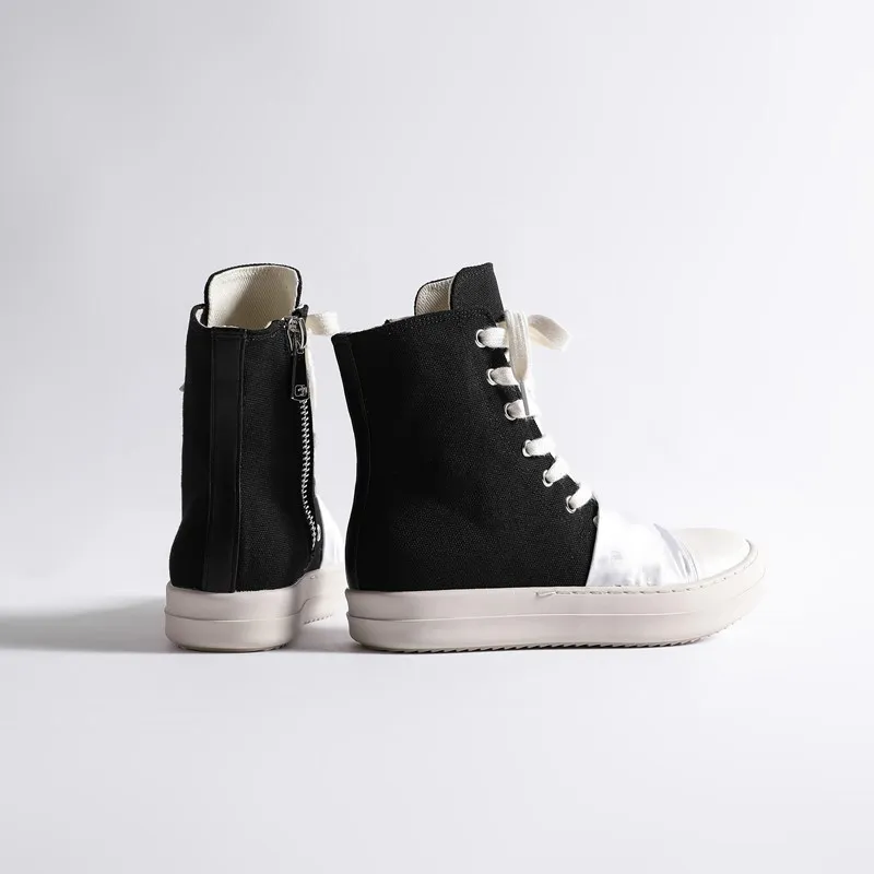 Ready to ship trendy fashion summer boots canvas patchwork women flat walking style shoes