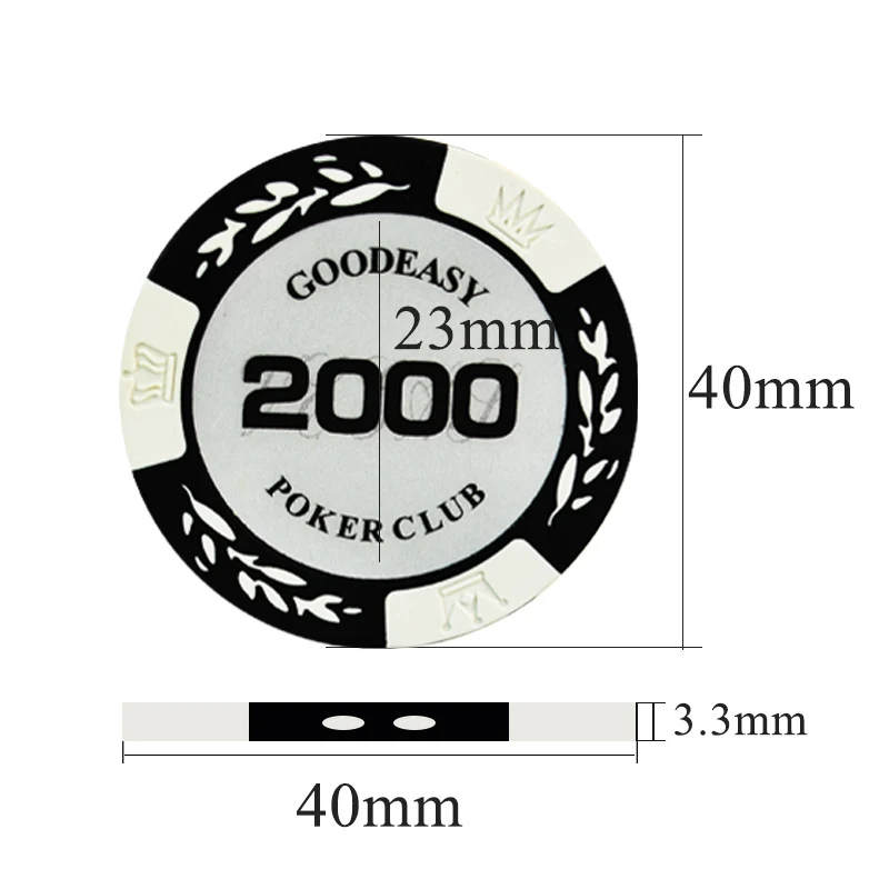 Round Poker Chips Personalizzate Original Blank Sticker Custom Plastic China Clay Poker Chips With Removable Ball Marker Coins