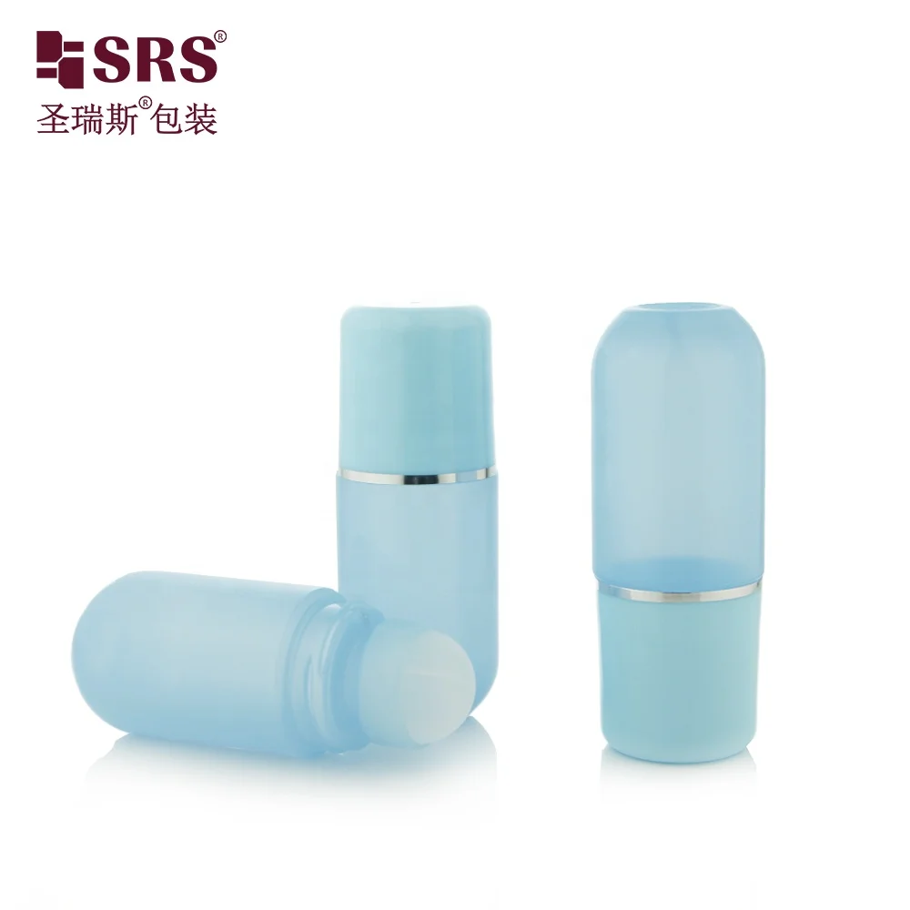 RPPA-50ml Empty Wholesale PP PCR Plastic Deodorant Liquid Packaging Round Bottom With Blue Silver Ring Cap Manufacture