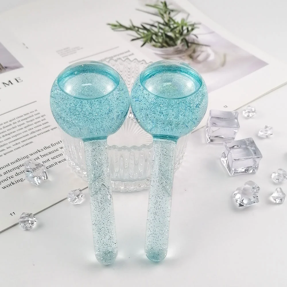 Hot Trend Face Cooling Glass Roller Beauty Facial Skincare Cold Massage Globes Hand Held Ice Globes for Body and Eyes