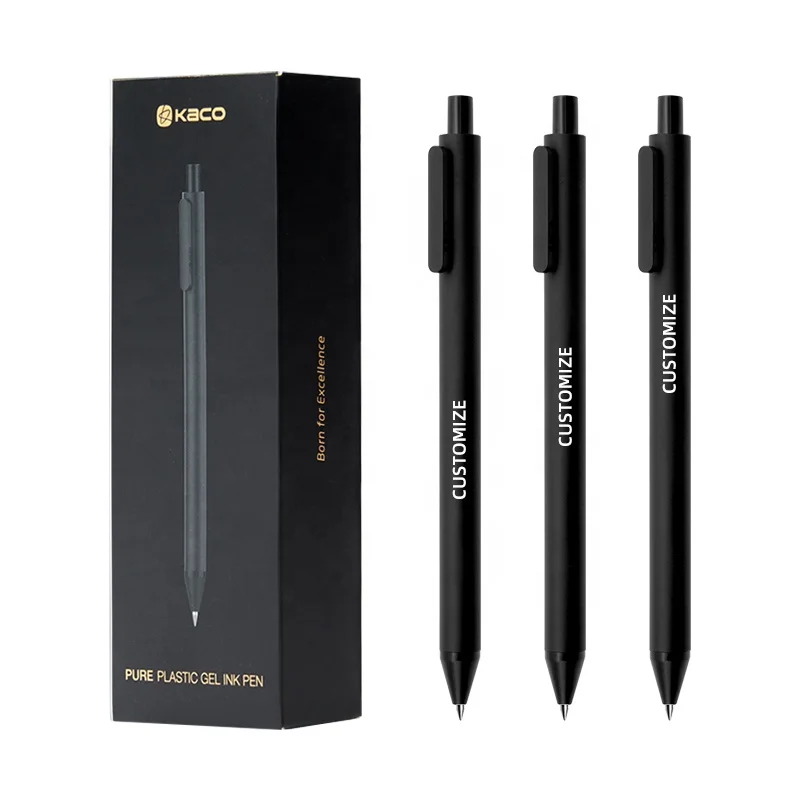 KACO PURE Custom Gel Pens Black Ink Retractable Refillable 0.5mm Fine Point for Office School Home Supplies