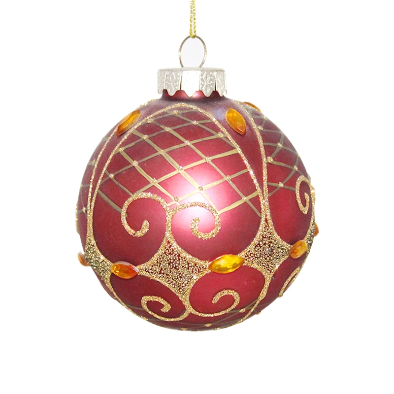Christmas Glass Balls Painted Ornaments Hanging Decoration Pendant Printed Baubles Supplies Decor For Tree Holiday Easter Wreath