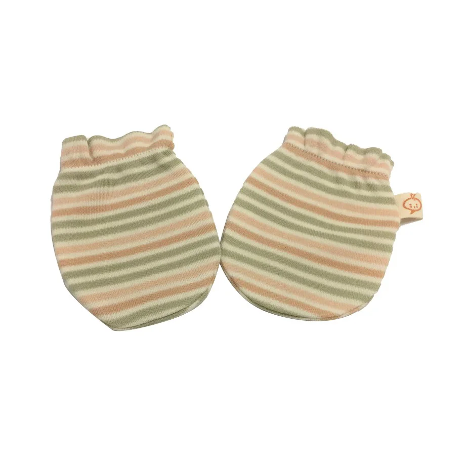 Babymio Protect Newborn Infant Mittens Cute striated Fingerless baby mittens kids cotton newborn gloves