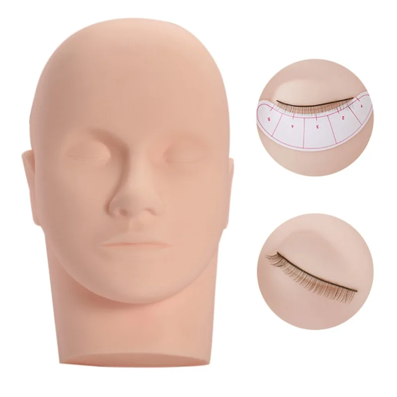 Silicone Lying Fake Head Model Base Mannequin Practice Tool Massage Eyelash Extension Training Face Tattoo Pmu