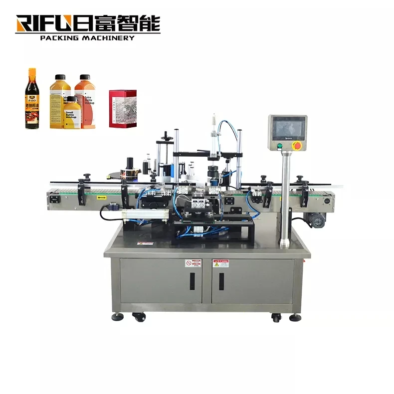 Automatic Flat Surface Square Milk Bottle Jerry Can Self Adhesive Sticker Label Applicator Three Sides Labeling Machine