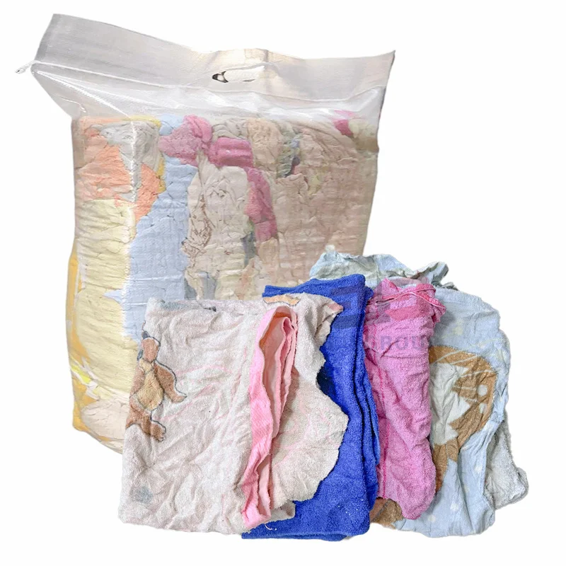Free Sample 100% recycled Colored Mixed Rags Coloured Terry Towel Rags 10Kg Bag for Cleaning