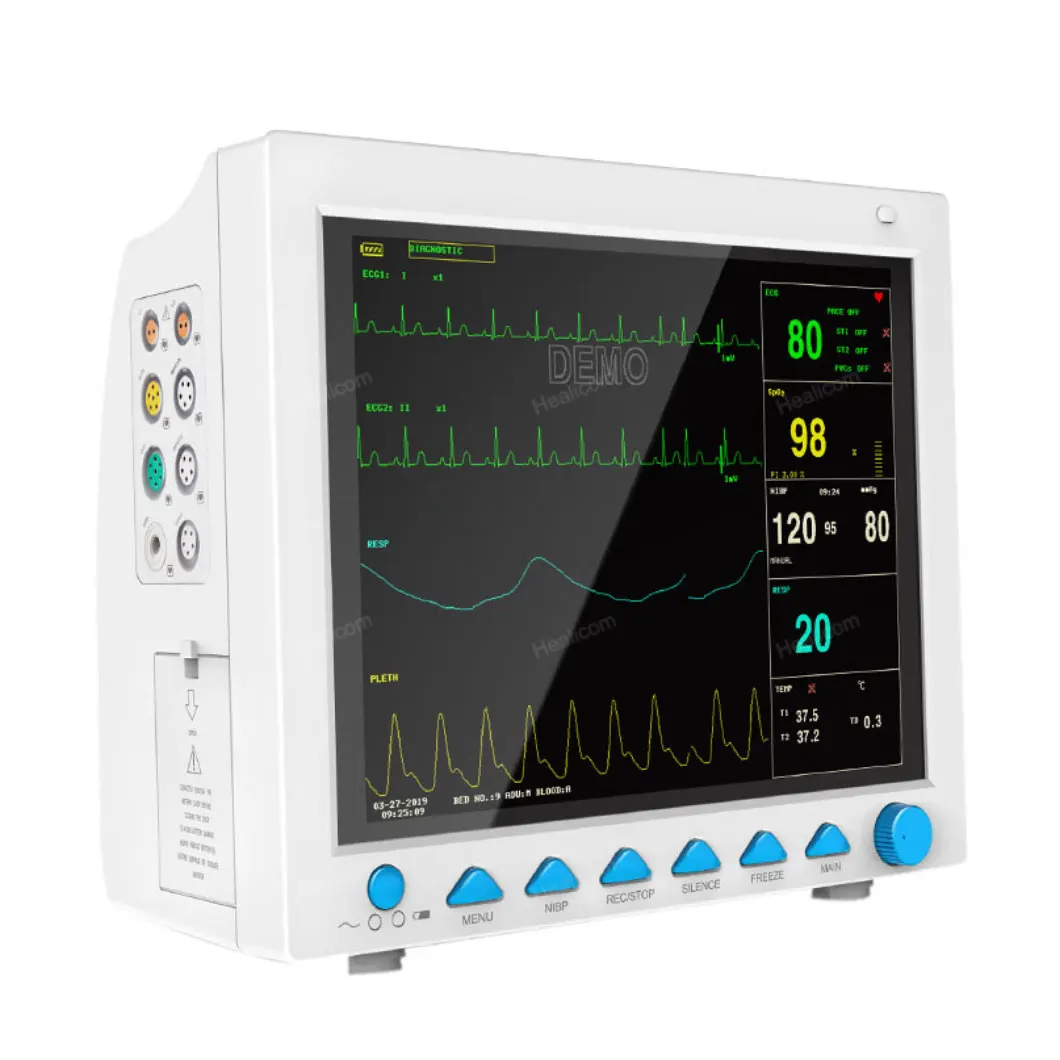 Portable Multiparameter 12.1 Inch LCD Multi-language 8 Channel Veterinary Pet Monitor